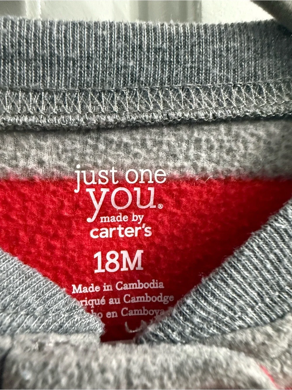 Carter’s Striped Red and Gray Santa Footed One-Piece Pajamas